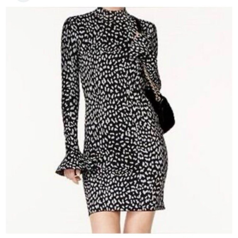 Michael Michael Kors Black And Silver Metallic Animal Print Dress Size‎ XS